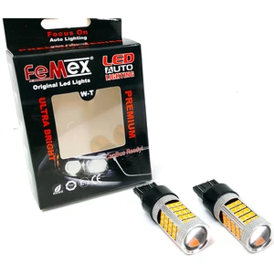 Premium T20-7440-9W- Dipsiz Tek Duy LED Ampul Turuncu Mercekli