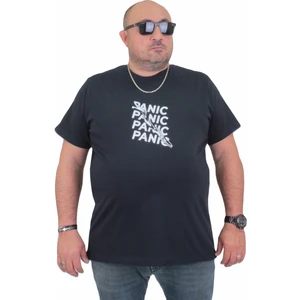 Moc Grande Mocgrande Erkek Büyük Beden Sıfır Yaka Tişört Panic 24135 Lacıvert