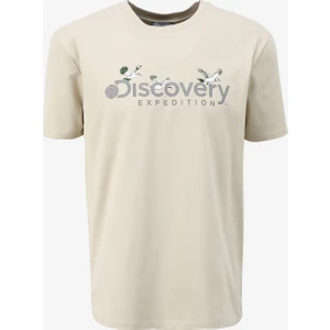 Discovery Expedition Bej Erkek Bisiklet Yaka Basic Baskılı T-Shirt D4SM-TST3310