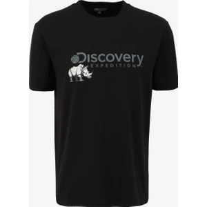 Discovery Expedition Siyah Erkek Bisiklet Yaka Basic Baskılı T-Shirt D4SM-TST3312