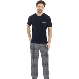 Erkek Yaka Detay   Pamuk Süprem Kısa Kol Göğüs Cepli Pijama Takımı