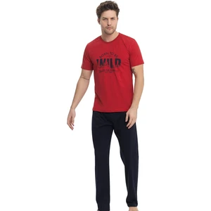 Erkek Düğmesiz Bisiklet Yaka %100 Pamuk Süprem Kısa Kol Cepli Pijama Takımı