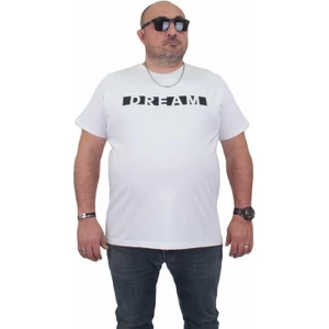 Erkek Büyük Beden Sıfır Yaka Tişört Dream 24140 Beyaz