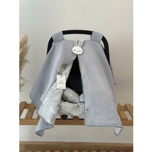 Çift Taraflı Puset Örtüsü Puset Minderi Puset Çarşafı 3'lü Set Gri Tavşan