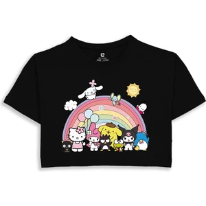 EZ Design Kuromi Gökkuşağı Baskılı Crop Tshirt