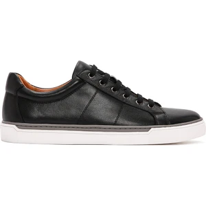 Erkek Siyah Bağcıklı Deri Sneaker