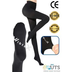 WibteX Varis Çorabı Külotlu Burnu Kapalı (Siyah Renk) Orta Basınç Ccl2(Çift Bacak)
