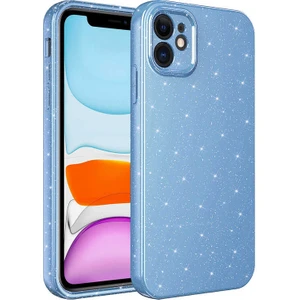 Apple iPhone 11 Kılıf Kamera Korumalı Simli Lüks Işıltılı Silikon