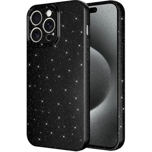 Apple iPhone 15 Pro Max Kılıf Kamera Korumalı Simli Lüks Işıltılı Silikon