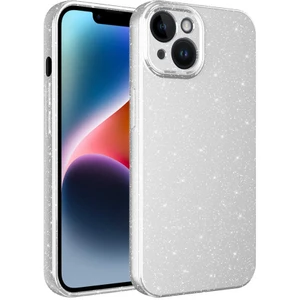 Apple iPhone 14 Plus Kılıf Kamera Korumalı Simli Lüks Işıltılı Silikon