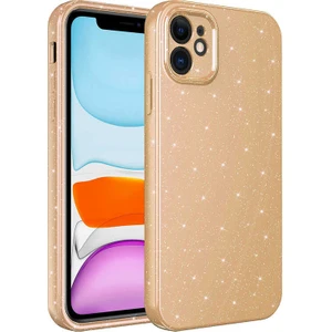Apple iPhone 11 Kılıf Kamera Korumalı Simli Lüks Işıltılı Silikon