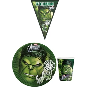 Parti Furyası Hulk 8 Kişilik Erkek Doğum Günü Mini Set Erkek Çocuk Parti Seti Süsleme