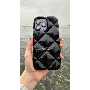 Trendy Kılıf iPhone 15 Pro Max Uyumlu Siyah Baklava Puff