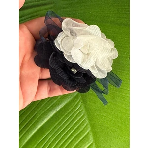 Gönülden Tasarım 6x5 cm Çift Güllü Çiçekli Taşlı Tasarım Broş Yaka Iğnesi Türban Iğnesi