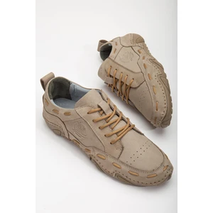 Dilimler Ayakkabı Nubuk Saraçlı Bağlı Bej Erkek Günlük Ayakkabı