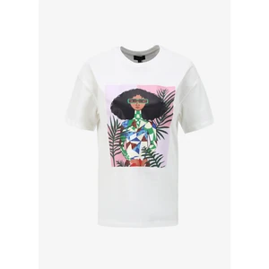 Kırık Beyaz Kadın Bisiklet Yaka Basic T-Shirt F4SL-TST0208