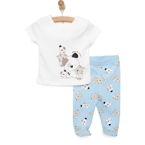 Köpekcik Baskılı Yenidoğan Tshirt-Patikli Alt Erkek Bebek