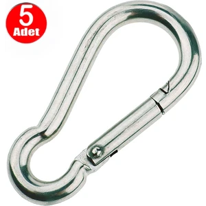 Alet Çantam 10 mm Yaylı Karabina Salıncak Hamak Askı Kanca Kilidi -5 Adet