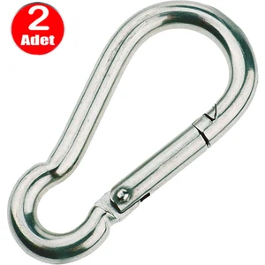 Alet Çantam 12 mm Yaylı Karabina Salıncak Hamak Askı Kanca Kilidi -2 Adet