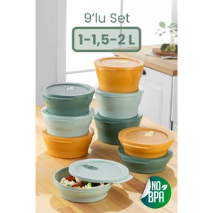 9lu Klipsli Kapaklı Saklama Kabı 3x(2-1,5-1 Litre) Renkli