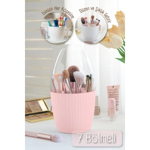Fanus Kapaklı 7 Bölmeli Makyaj Organizeri Pembe