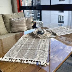 Nona Mino Pamuklu Şal Motif Dantel Örgü Runner 35X150