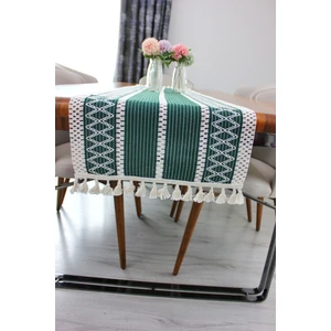 Nona Mino Pamuklu Şal Motif Dantel Örgü Runner 35X150