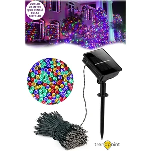 Güneş Enerjili 22 Metre 200 Ledli Rgb Işık Solar Bahçe Aydınlatma Dekorasyon LED