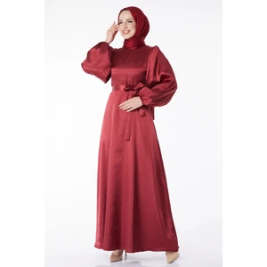 Bordo Tesettür Abiye 13160