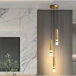 Zr Aydınlatma Gold Eskitme 3' Lü  Boru Sarkıt, 6500K, Yatak Başı,banyo,sarkıt,lamba,led Aydınlatma,dekoratif