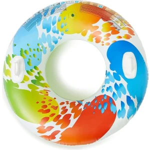 Intex Renkli Deseneli Tutmaçlı Jumbo Simit 122 cm