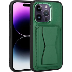 Rona Store iPhone 14 Pro Max Uyumlu Kartlıklı Standlı ​pu Deri Zore Memo Kapak-Koyu Yeşil