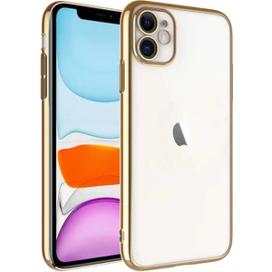 Rona Store iPhone 11 - Uyumlu Sert Pc Renkli Çerçeveli Zore Riksos Kapak-Gold