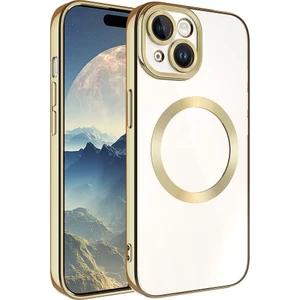 Rona Store iPhone 15 - Uyumlu Magsafe Wireless Şarj Özellikli Zore Setro Silikon-Gold