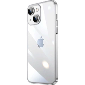 Rona Store iPhone 14 Plus - Uyumlu Sert Pc Renkli Çerçeveli Zore Riksos Kapak-Gümüş