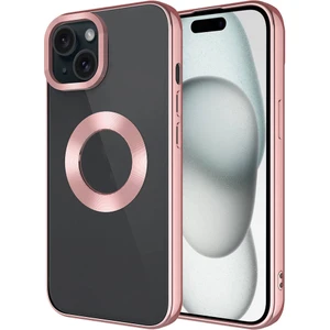 Rona Store iPhone 15 - Uyumlu Tek Kamera Çerçeveli Logo Gösteren Zore Omega Kapak-Rose Gold