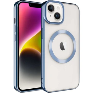 Rona Store iPhone 14 Plus - Uyumlu Magsafe Wireless Şarj Özellikli Zore Setro Silikon-Mavi