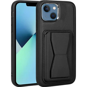 Rona Store iPhone 13 - Uyumlu Kartlıklı Standlı ​pu Deri Zore Memo Kapak-Siyah
