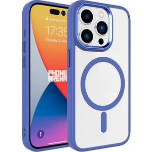 Rona Store iPhone 15 Pro Max - Uyumlu Wireless Şarj Özellikli Zore Krom Magsafe Silikon Kapak-Mavi