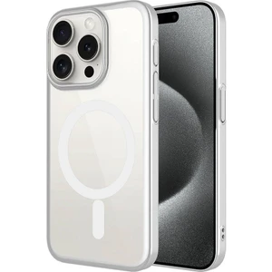 Rona Store iPhone 15 Pro Max - Uyumlu Wireless Şarj Özellikli Sert Pc Zore Mat Riksos Magsafe Kapak-Gümüş
