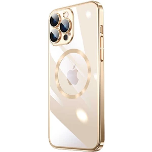 Rona Store iPhone 13 Pro Max Uyumlu Wireless Şarj Özellikli Sert Pc Zore Riksos Magsafe Kapak-Gold
