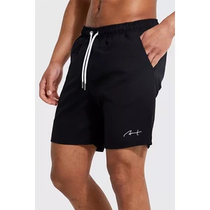 Erkek Siyah Astarlı Hızlı Kuruyan Cepli Plaj Deniz Şortu