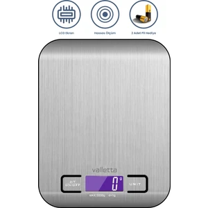 Okavango Pil Hediyeli Mutfak Terazisi Dijital Tartı Hassas Lcd Ekranlı 5 Kg