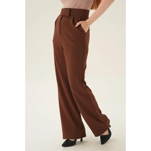4055A Cırtlı Palazzo Pantolon Kahve