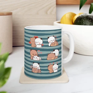 Sevimli Bubu ve Dudu Kahve Kupa, Ayı Seramik Kupa, Panda Ayı Kupası,ingilizce Kupa