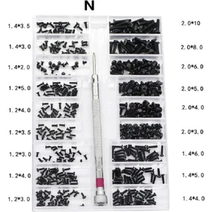 Peri Store Vida Seti - N - 18 Farklı Boyut 500 Adet Vida Bilgisayar Gözlük Vidaları Tamir Aracı Siyah