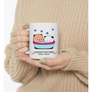 Kişiselleştirilmiş Sevimli Bubu ve Dudu Kahve Kupa, Ayı Seramik Kupa, Özel,ingilizce Kupa