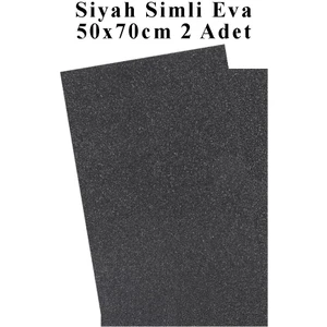 Siyah Simli Eva 50X70 cm 2 Adet Simli Eva Süngeri Okul Kreş Anasınıfı Elişi Etkinlikleri