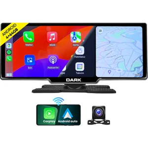 10.26" Android 13, Google Play Store, Kablosuz Apple Carplay & Android Auto, Arka Kameralı Taşınabilir Torpido Üstü Araç Ekranı (DK-VA-CMP1000)