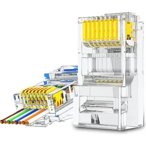 - 50 Adet - 50U" (50 Micron) Gold Plated Cat6 Ez RJ45 Delikli Konnektör - Yeni Nesil Jack Uç